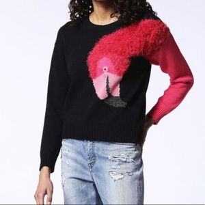 Diesel Flamingo Sleeve Furry Sweater size small